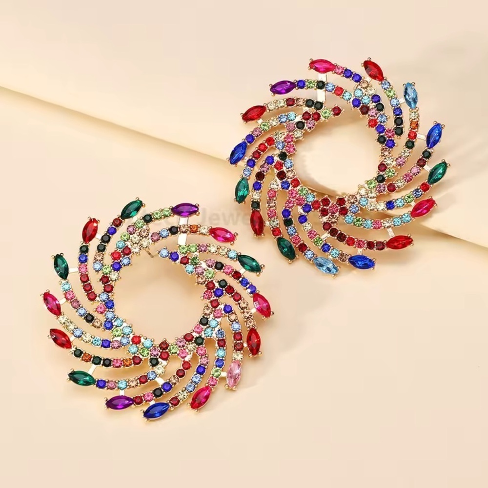 unique Colourful Multicolor Spiral Statement Earrings